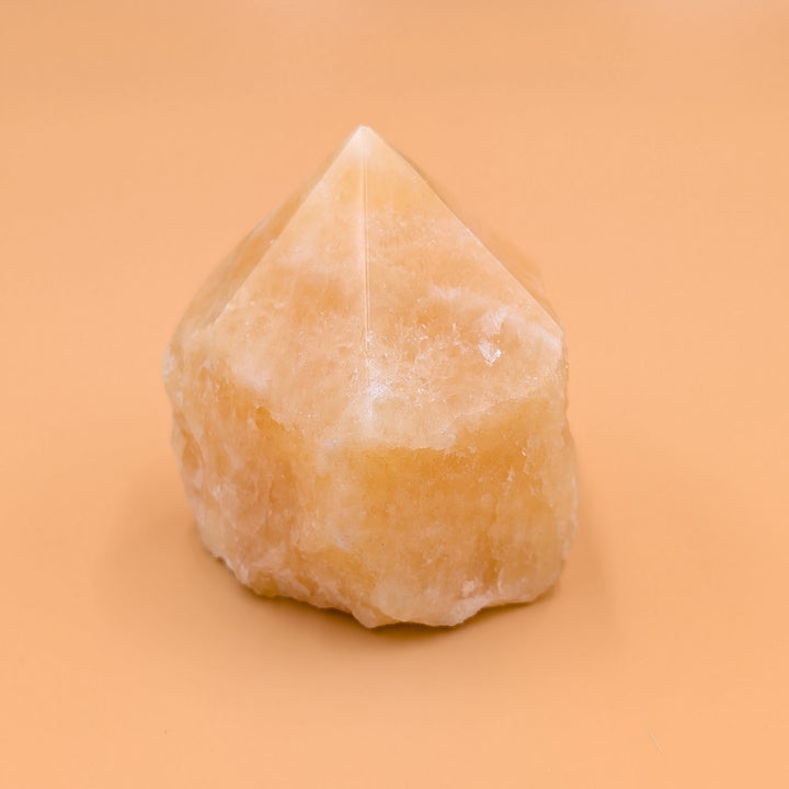 Orange Calcite Polished Point with Raw Base