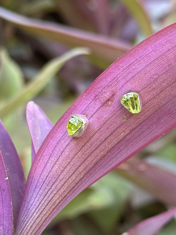 Peridot Freeform Stud Earrings in Sterling Silver