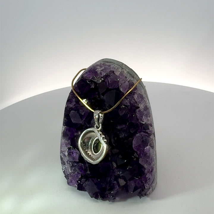 Oval Cut Peridot and Cz Vermeil and Sterling Silver Necklace on Vermeil Chain