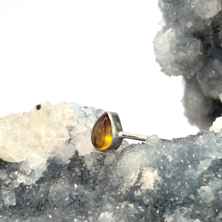 Citrine Pear Ring in Sterling Silver