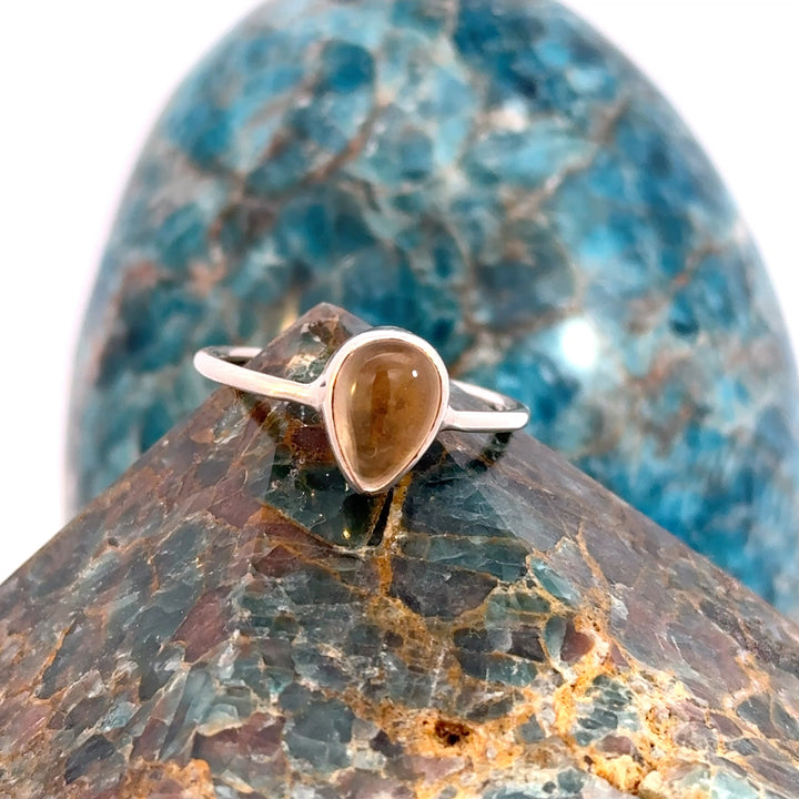 Citrine Pear Ring in Sterling Silver