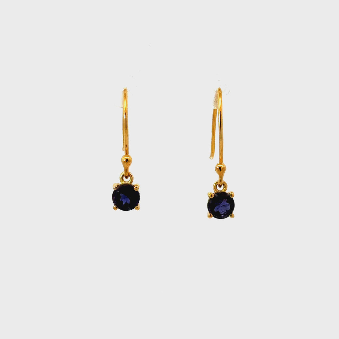 Iolite Dangle Earrings in 18K Gold over Sterling Silver