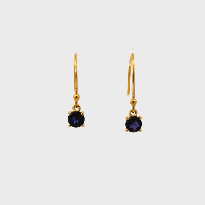 Iolite Dangle Earrings in 18K Gold over Sterling Silver