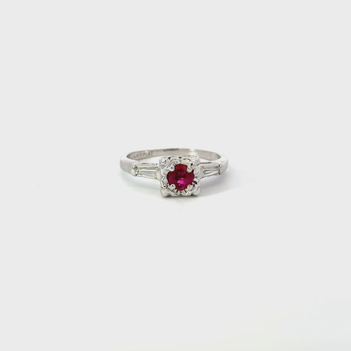 Vintage Ruby & Diamond Ring in Platinum
