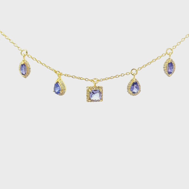 Tanzanite & Clear Tourmaline Necklace in Gold-Plated Sterling Silver