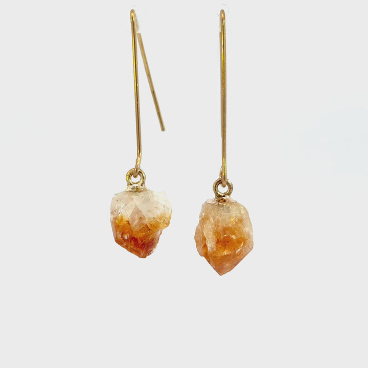 Brazilian Gemstone Dangle Earrings in Base Metal