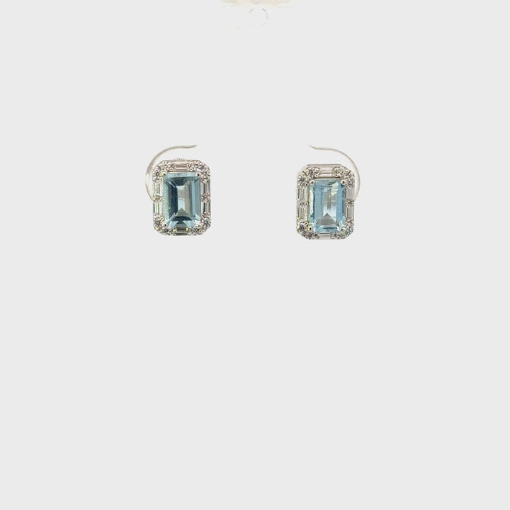 Sterling Silver Emerald-Cut Gemstone & Cubic Zirconia Earrings
