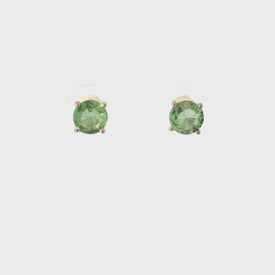 Green Kyanite Stud Earrings in Sterling Silver
