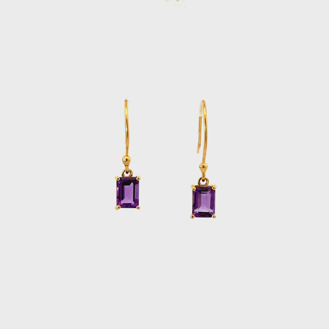 Amethyst Dangle Earrings in 18K Gold over Sterling Silver
