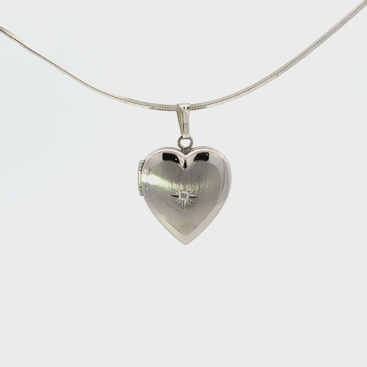 Diamond Accent Heart Locket Necklace in Sterling Silver