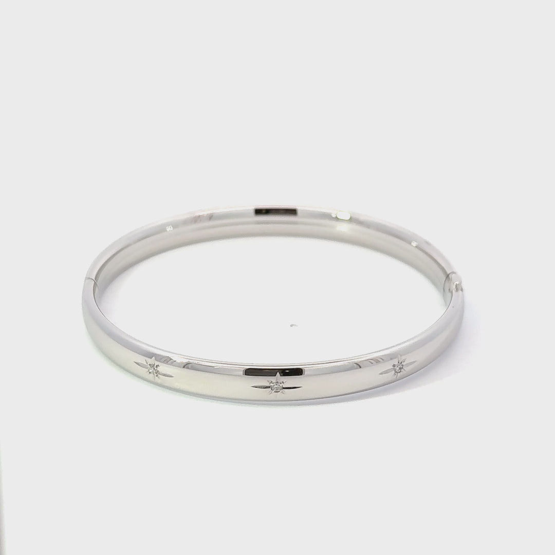 Triple Diamond Starburst Bracelet in Sterling Silver