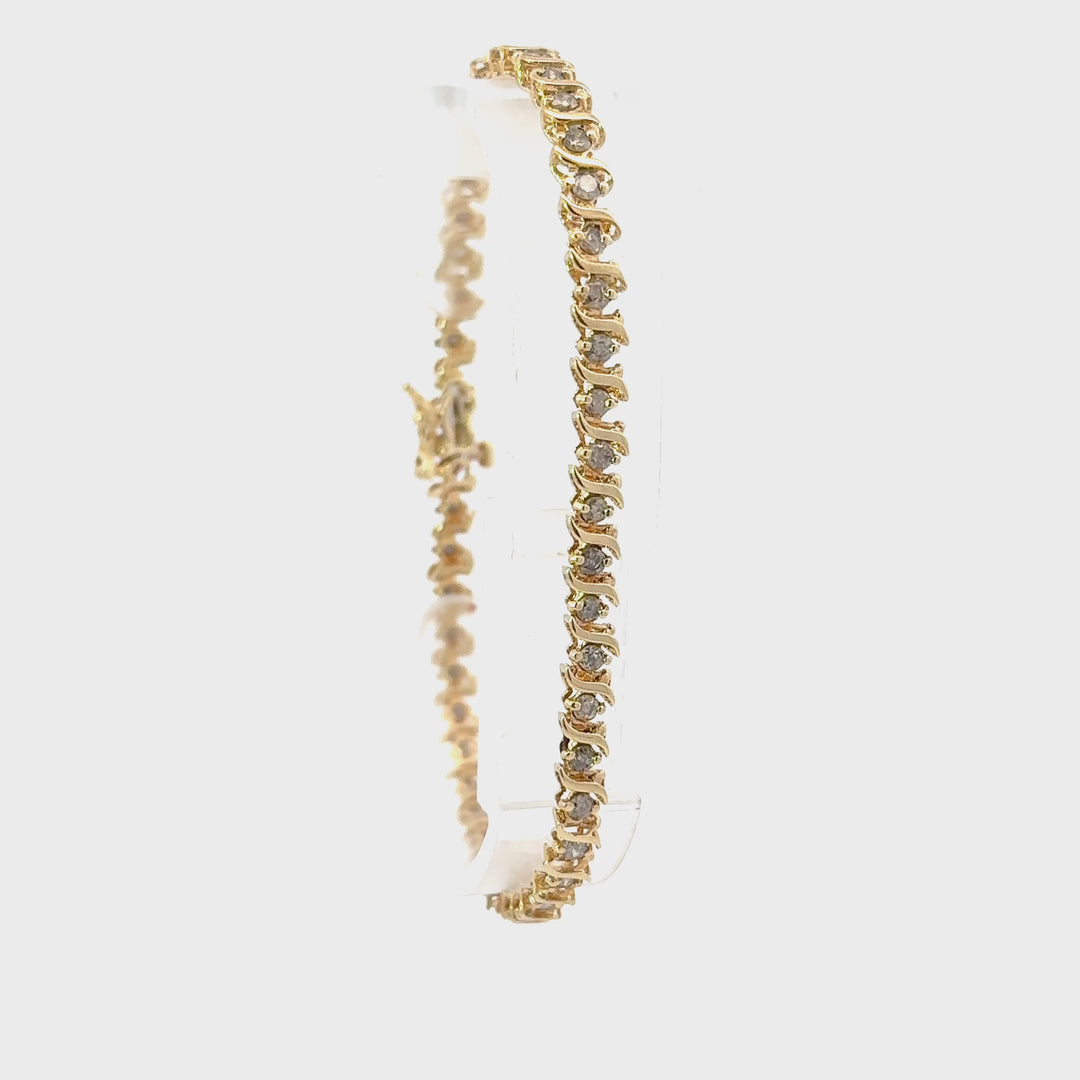 Vintage Diamond Tennis Bracelet in 10K Yellow Gold