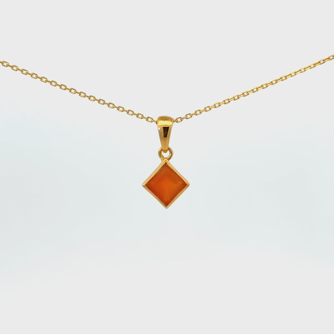 Square-Cut Carnelian Necklace in Gold Over Sterling Silver