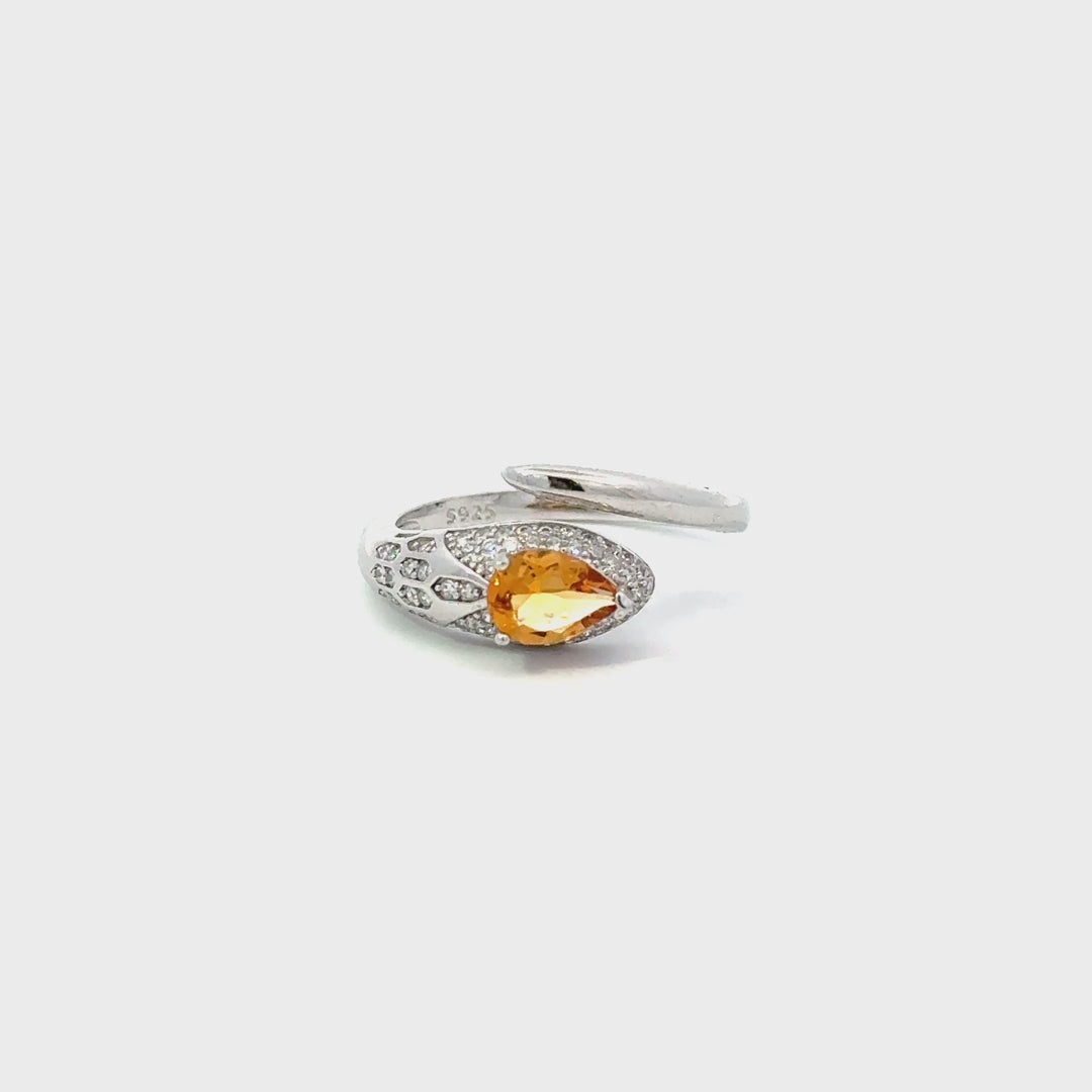 Citrine & Zircon Ring in Sterling Silver
