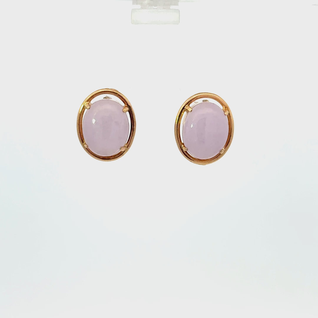Vintage Treated Lavender Jade Earrings in 14K Gold