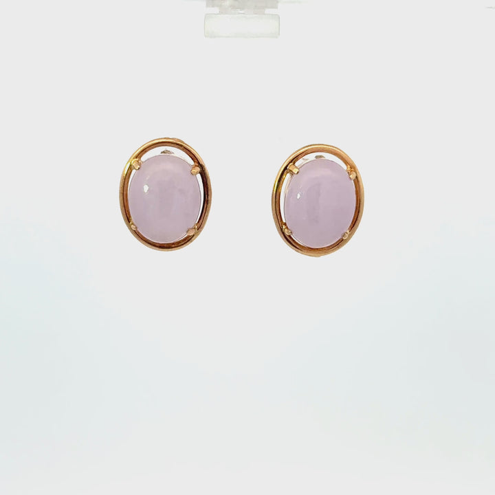 Vintage Treated Lavender Jade Earrings in 14K Gold