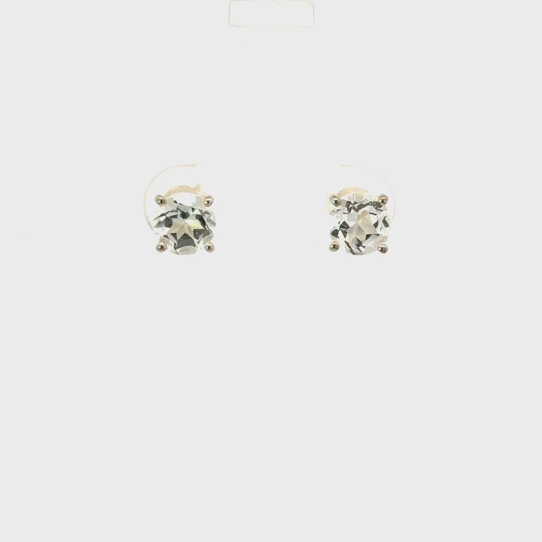 Brazilian White Topaz Stud Earrings in Sterling Silver