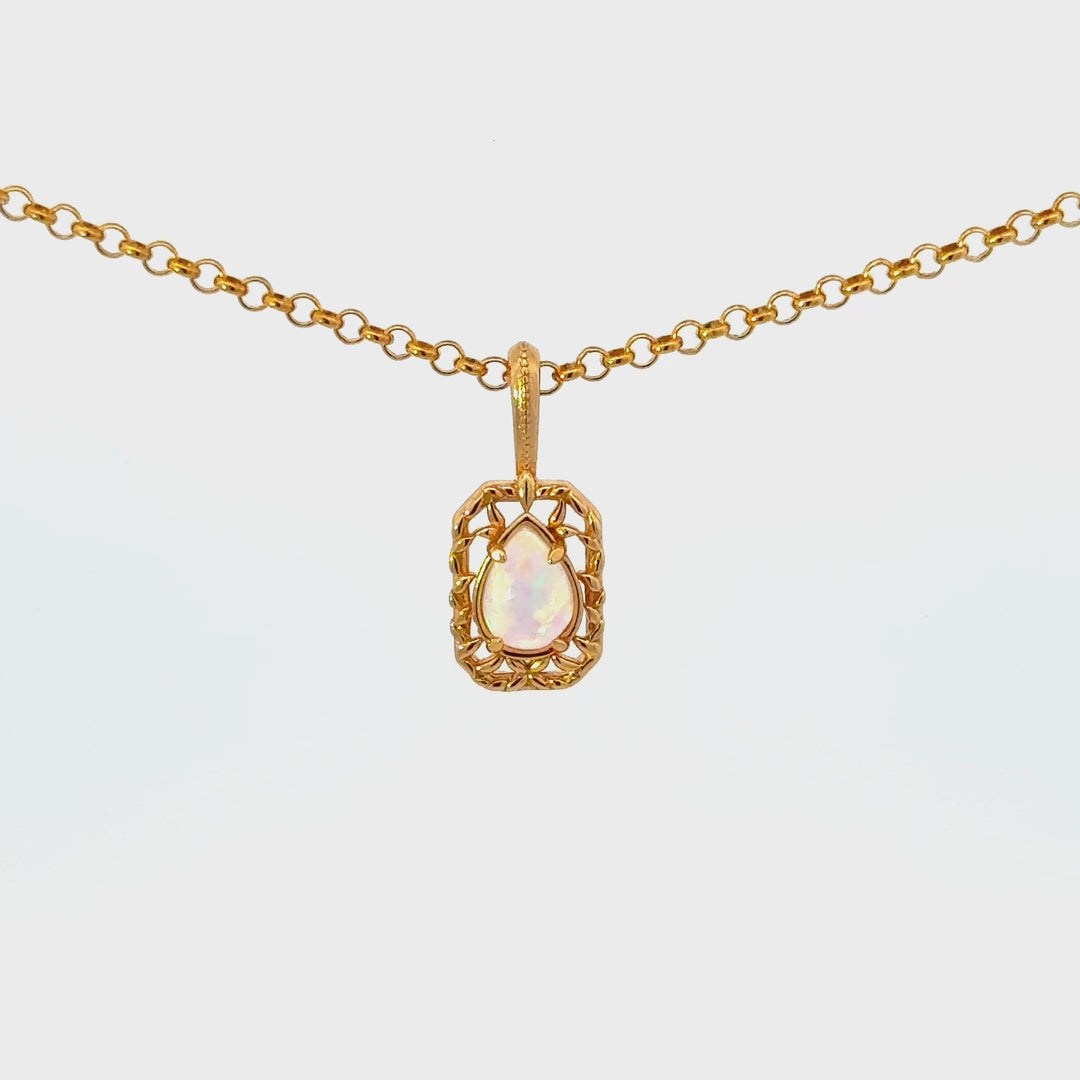 Lab Opal Necklace in Gold Over Sterling Silver