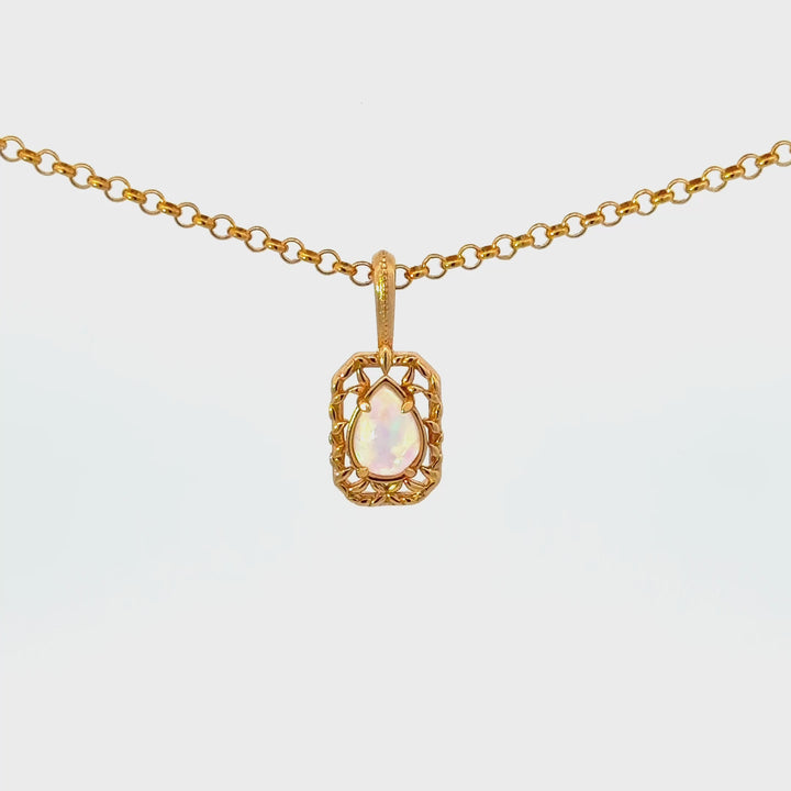 Lab Opal Necklace in Gold Over Sterling Silver