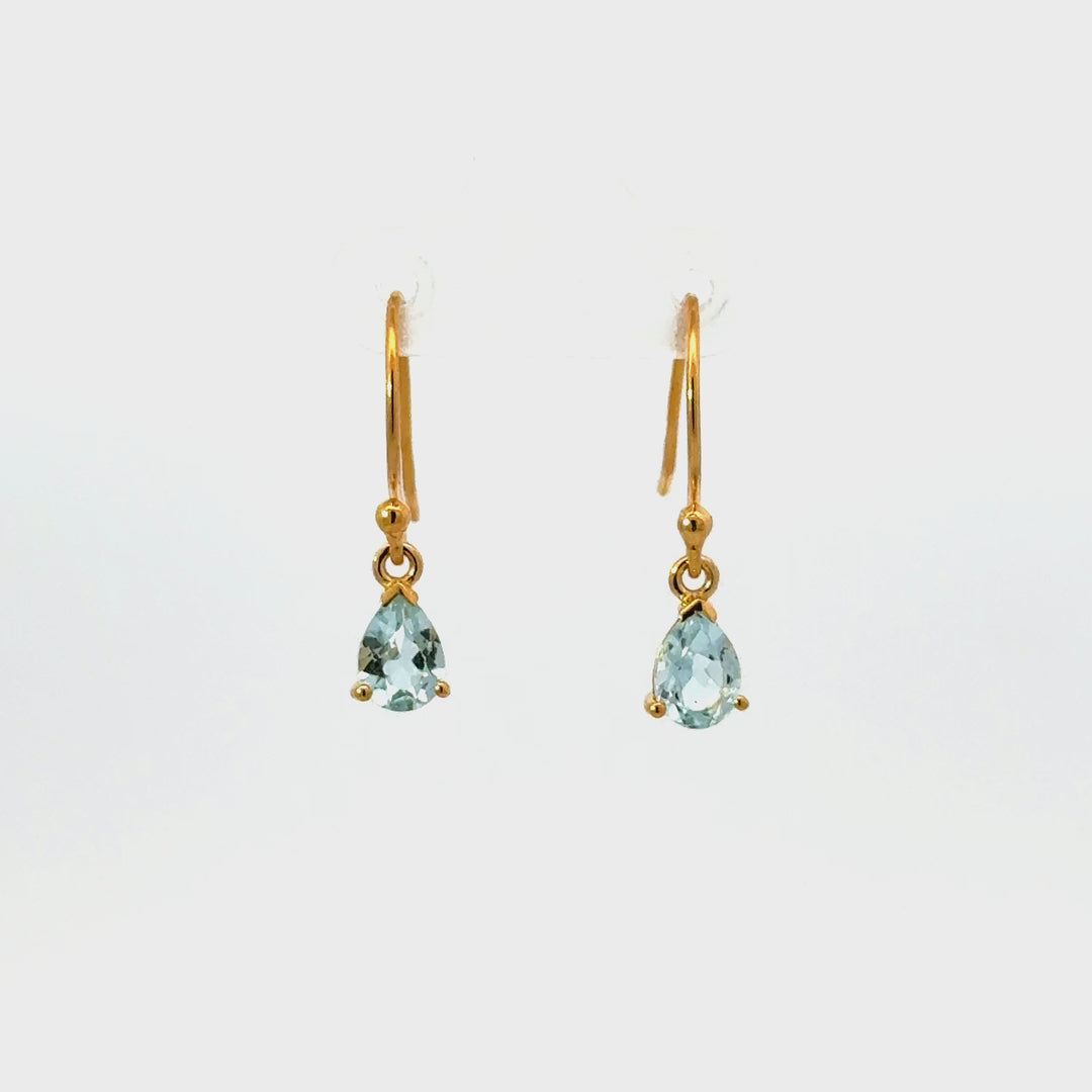 Blue Topaz Dangle Earrings in 18K Gold over Sterling Silver