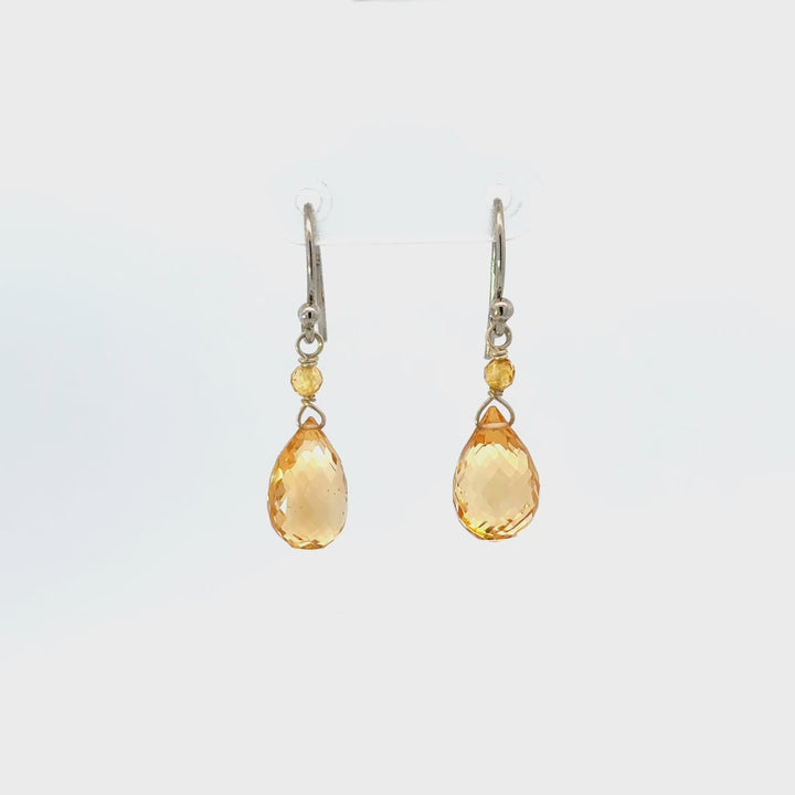 Faceted Citrine Drop Earrings in Sterling Silver