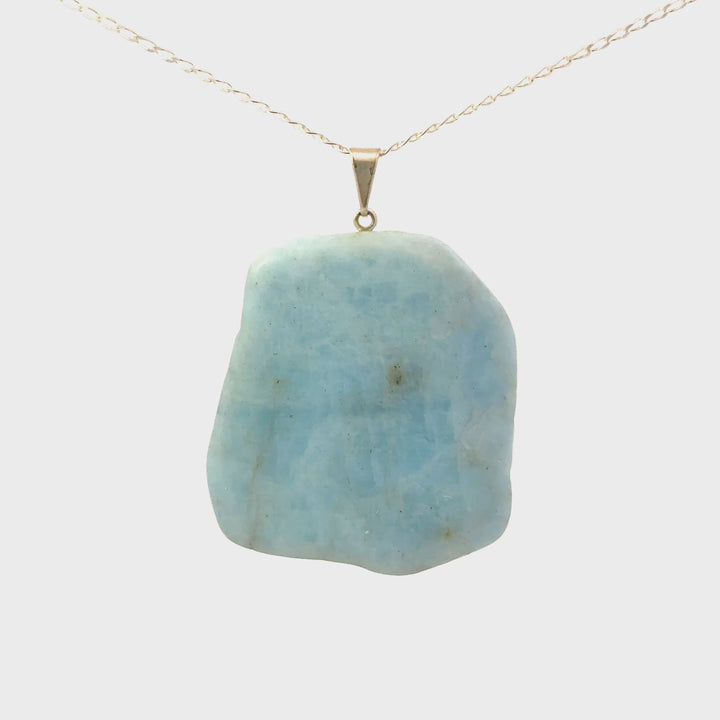Aquamarine Freeform Necklace in Sterling Silver