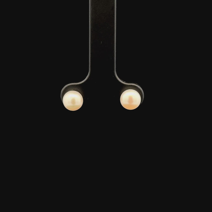 Vintage Freshwater Pearl Stud Earrings in 10K Yellow Gold