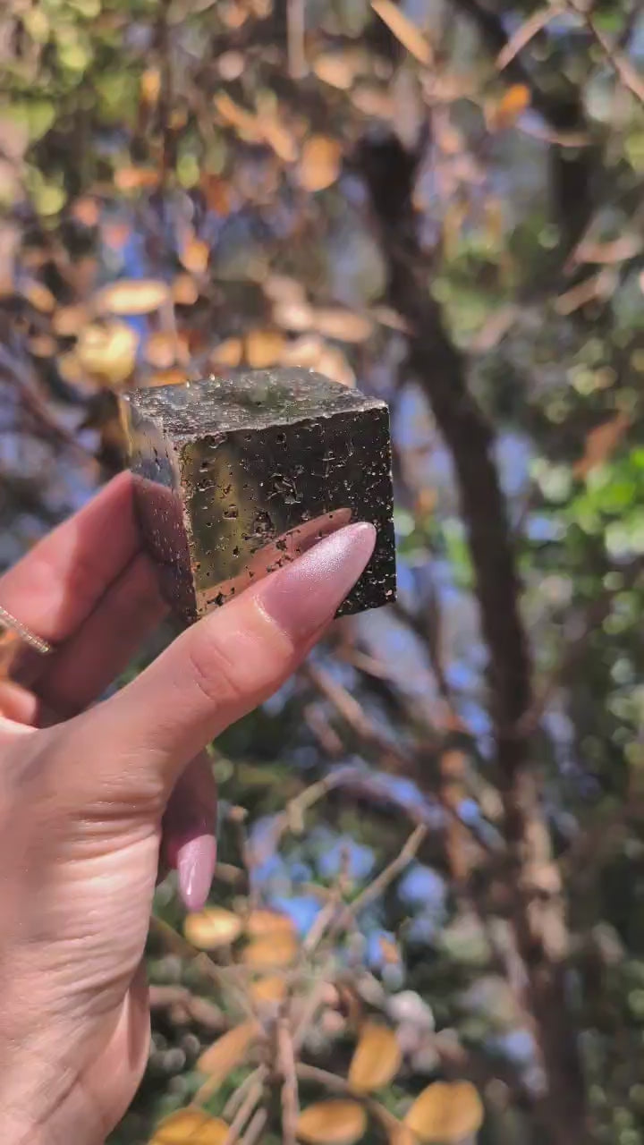 Polished Pyrite Cube with Base