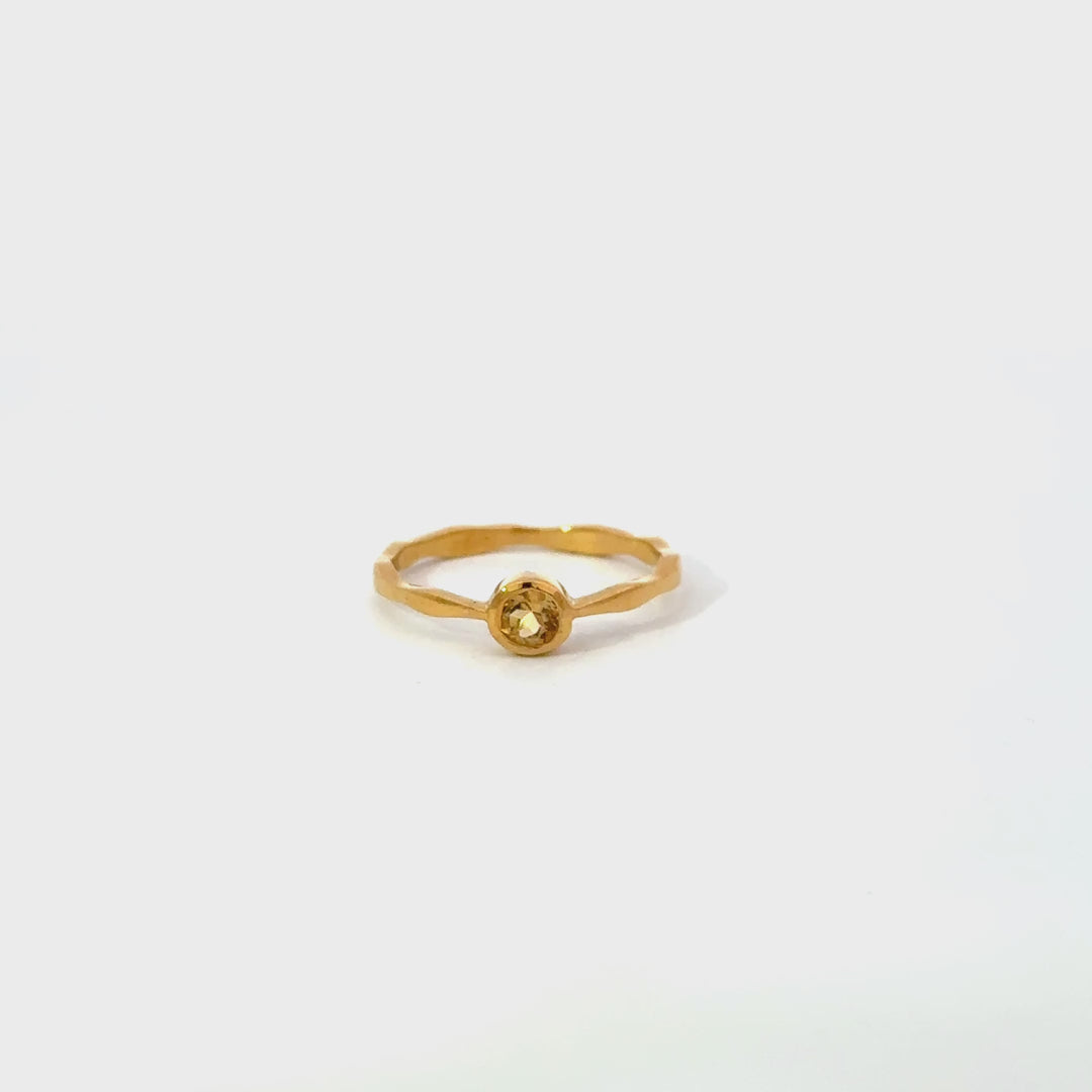 Citrine Round-Cut Ring in 14k Gold over Sterling Silver