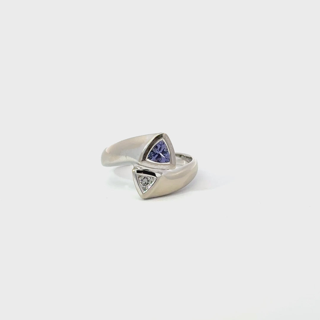 Vintage Tanzanite & Diamond Ring in 14K White Gold