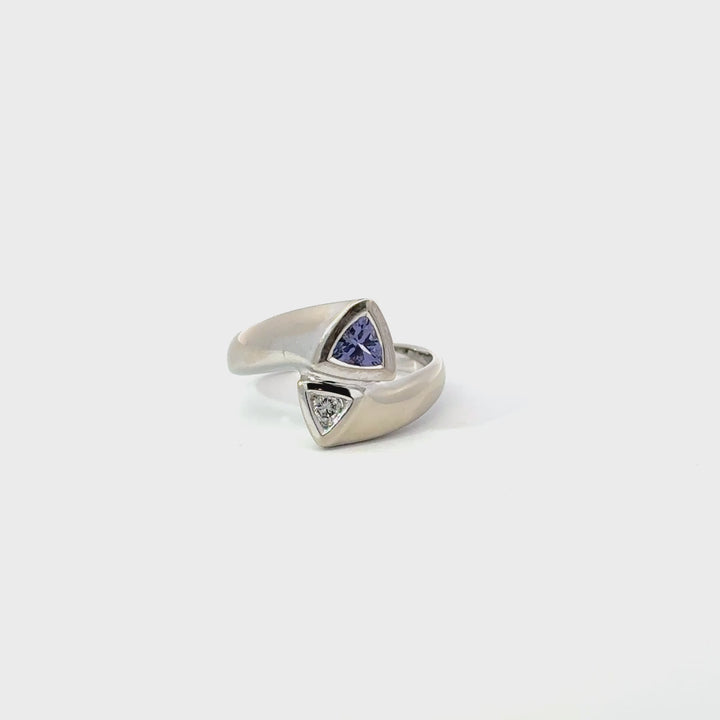 Vintage Tanzanite & Diamond Ring in 14K White Gold