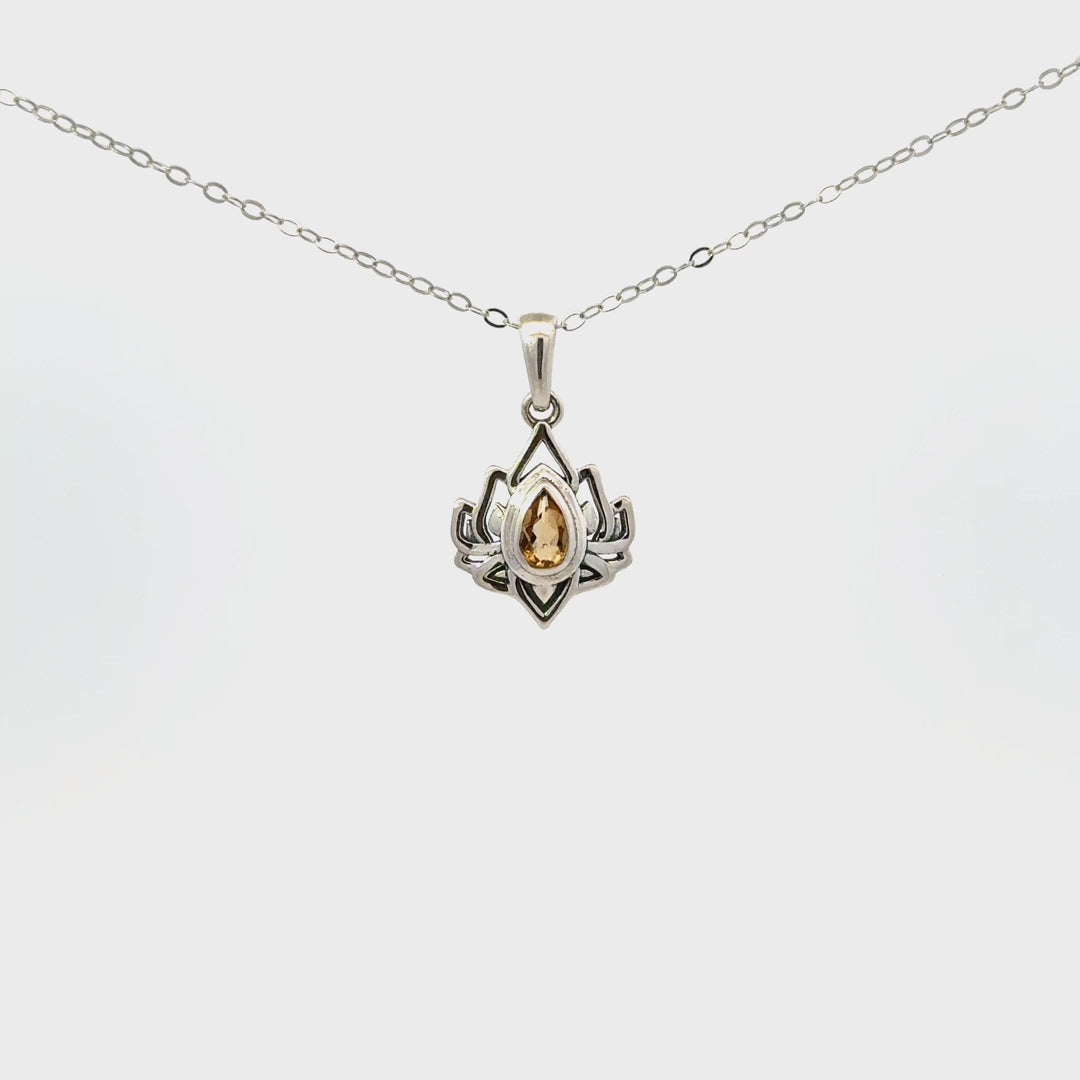 Lotus Gemstone Necklaces in Sterling Silver