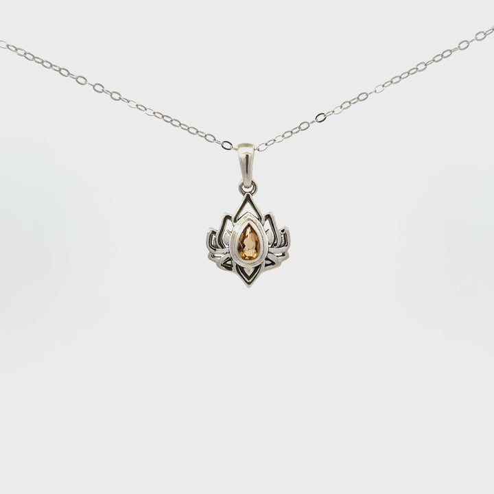 Lotus Gemstone Necklaces in Sterling Silver