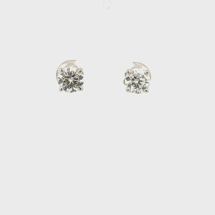 Lab-Grown Round-Cut Diamond Stud Earrings in Sterling Silver