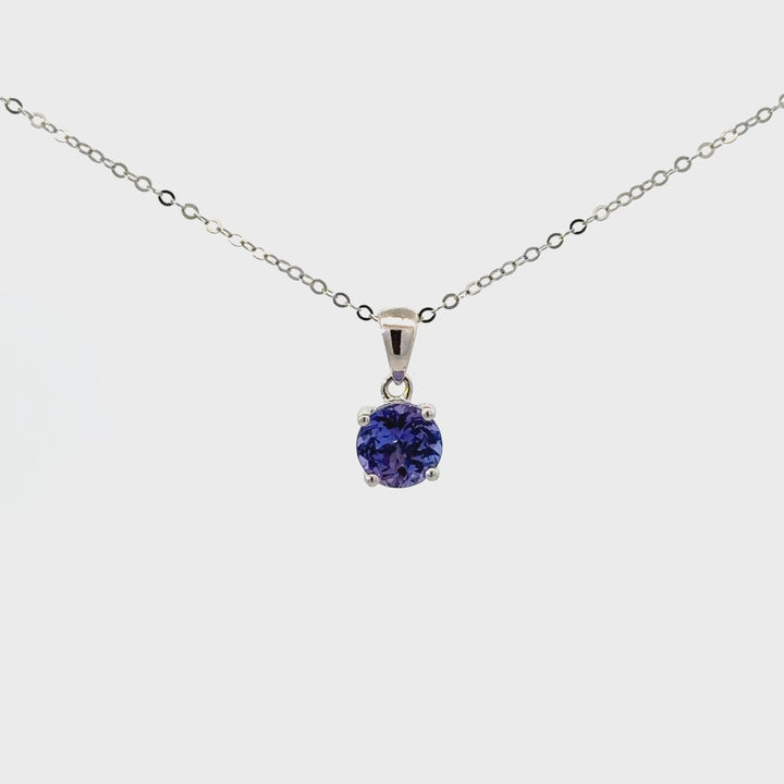 Round Cut Tanzanite Necklace in Sterling Silver