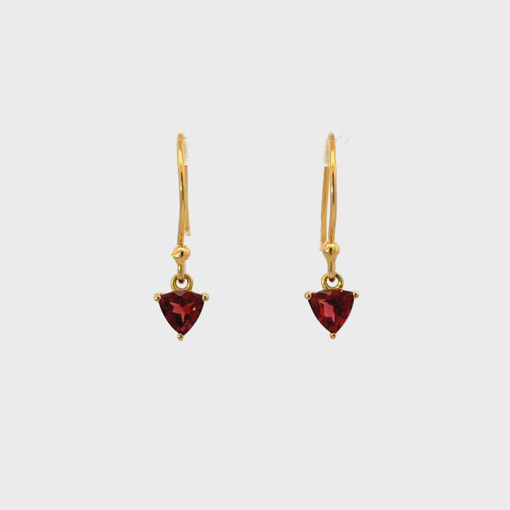 Garnet Dangle Earrings in 18K Gold over Sterling Silver