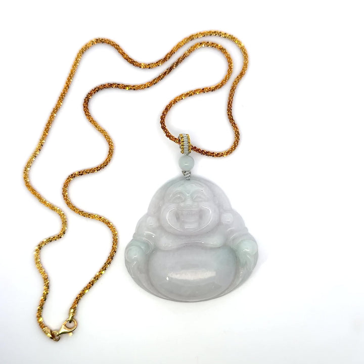 Jade Buddha Necklace in Gold Over Sterling Silver