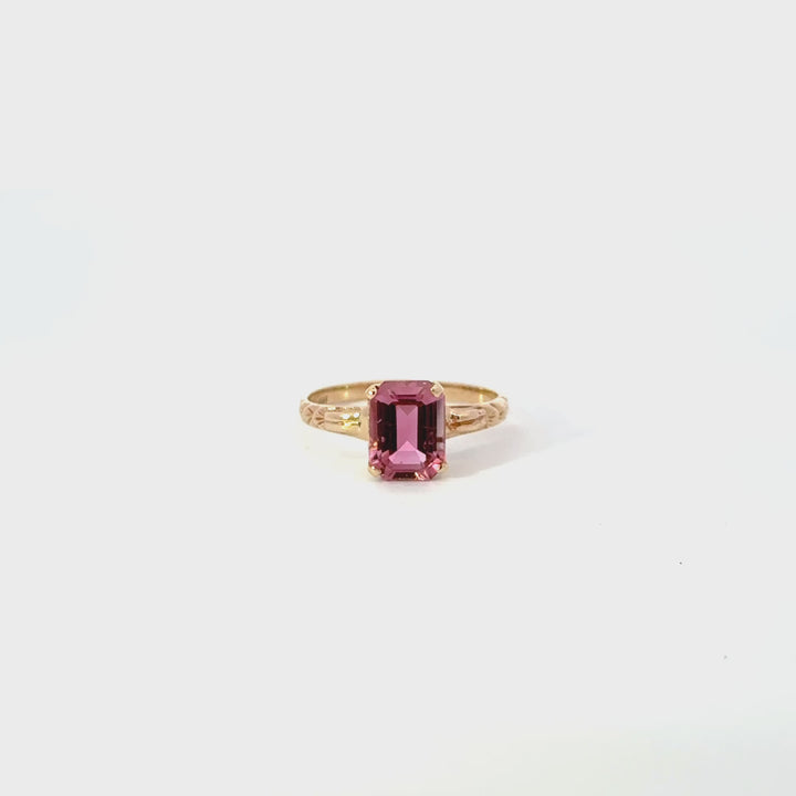 Vintage Pink Tourmaline Ring in 10K Yellow Gold
