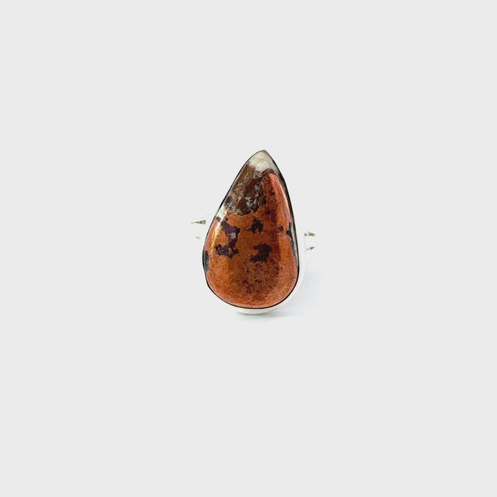 Copper Agate Sterling Silver Over Brass Rings
