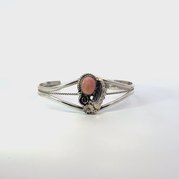 Pink Opal Cuff Bracelet in Sterling Silver