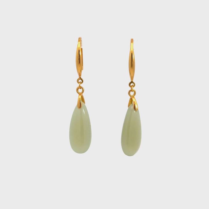 Jade Dangle Earrings in Gold over Sterling Silver