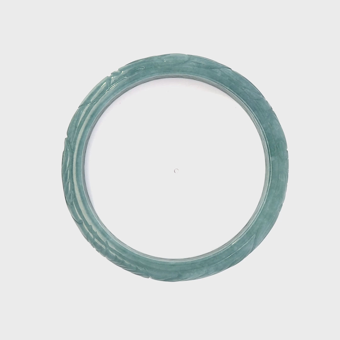 Carved Jadeite Phoenix Bangle Bracelet