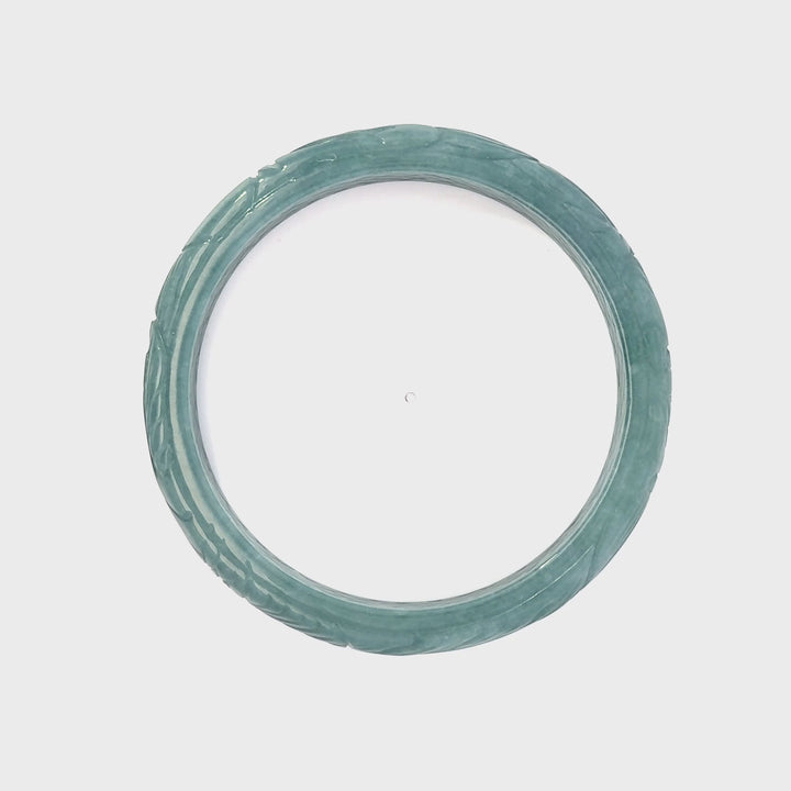 Carved Jadeite Phoenix Bangle Bracelet