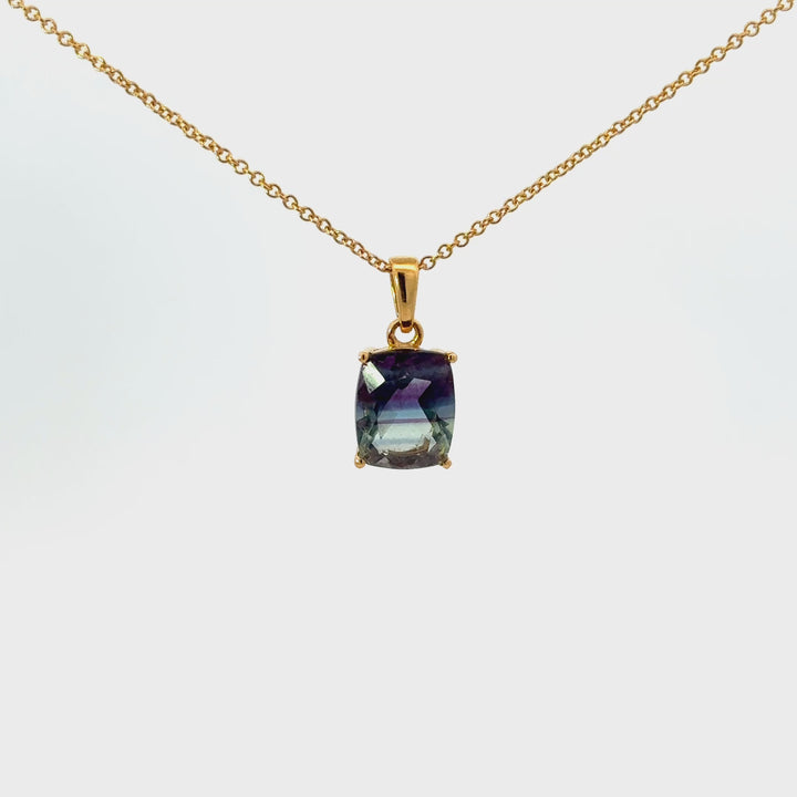 Rainbow Fluorite Necklace in 18K Gold over Sterling Silver