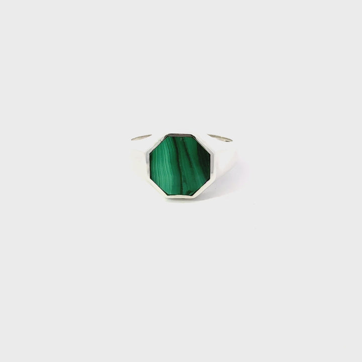 Men’s Malachite Cabochon Ring in Sterling Silver