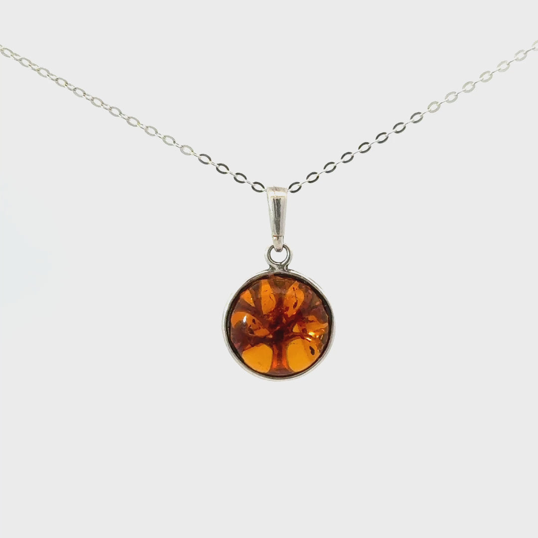 Amber Tree of Life Necklace in Sterling Silver