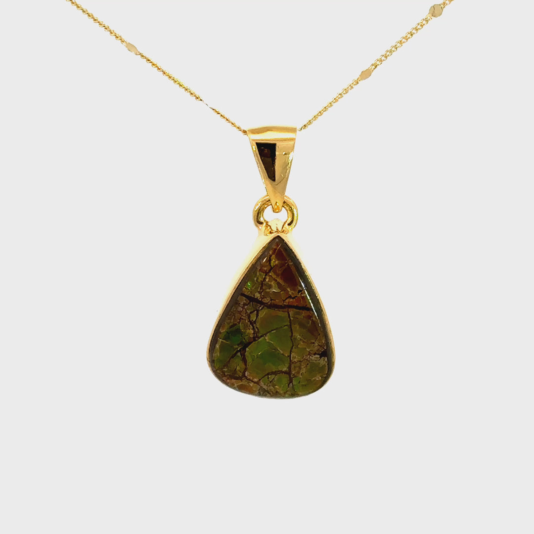 Ammolite Teardrop Necklace in 18K Gold-Plated Sterling Silver