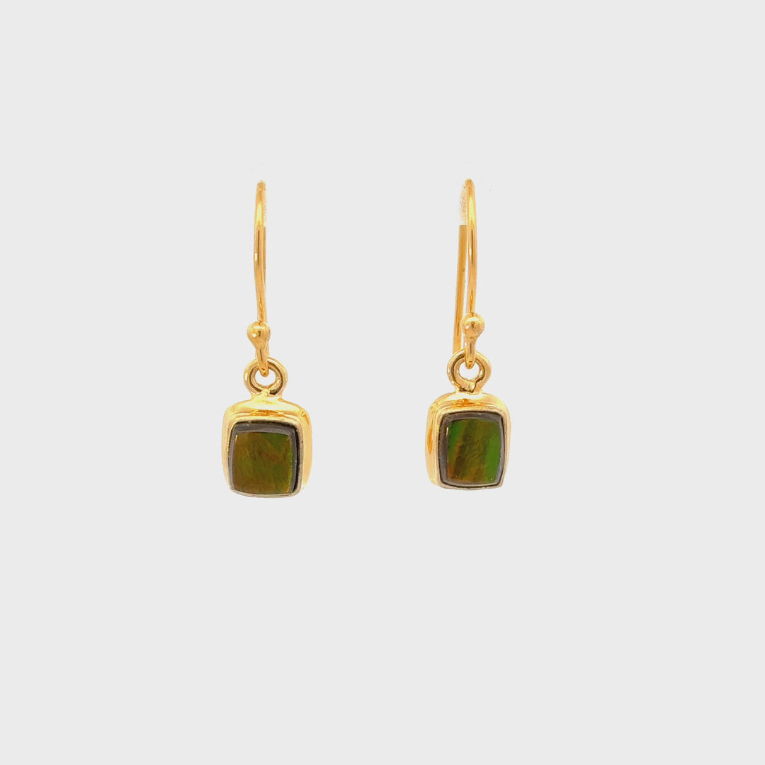 Ammolite Dangle Earrings in 18K Gold-Plated Sterling Silver