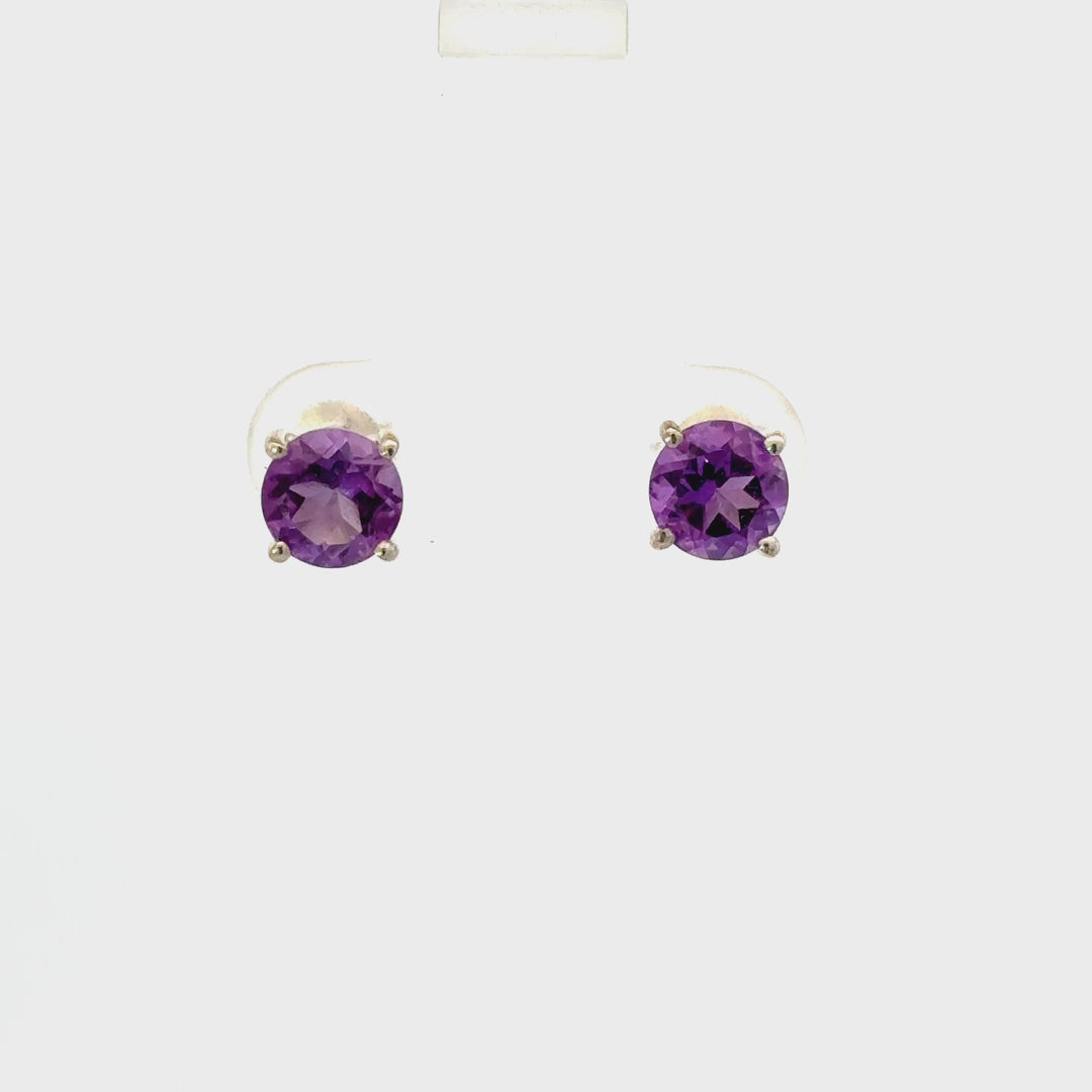 Brazilian Amethyst Stud Earrings in Sterling Silver