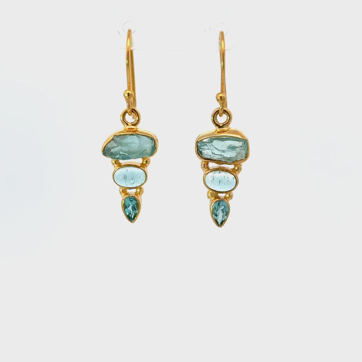 Blue Apatite Dangle Earrings in 18K Gold-Plated Sterling Silver